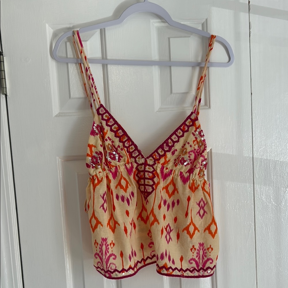 ZARA babydoll tank top with tie on sides NWT